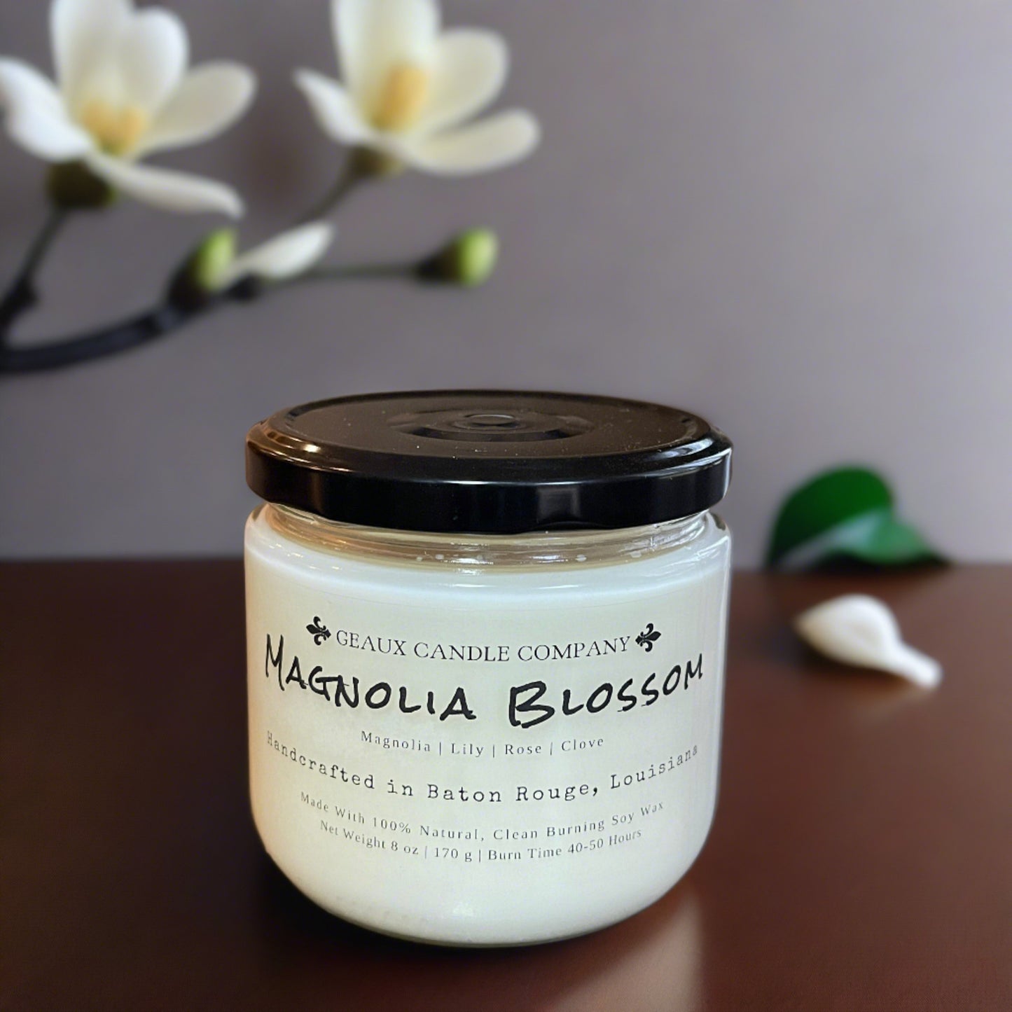 Magnolia Blossom Soy Wax Candle - Geaux Candle Company